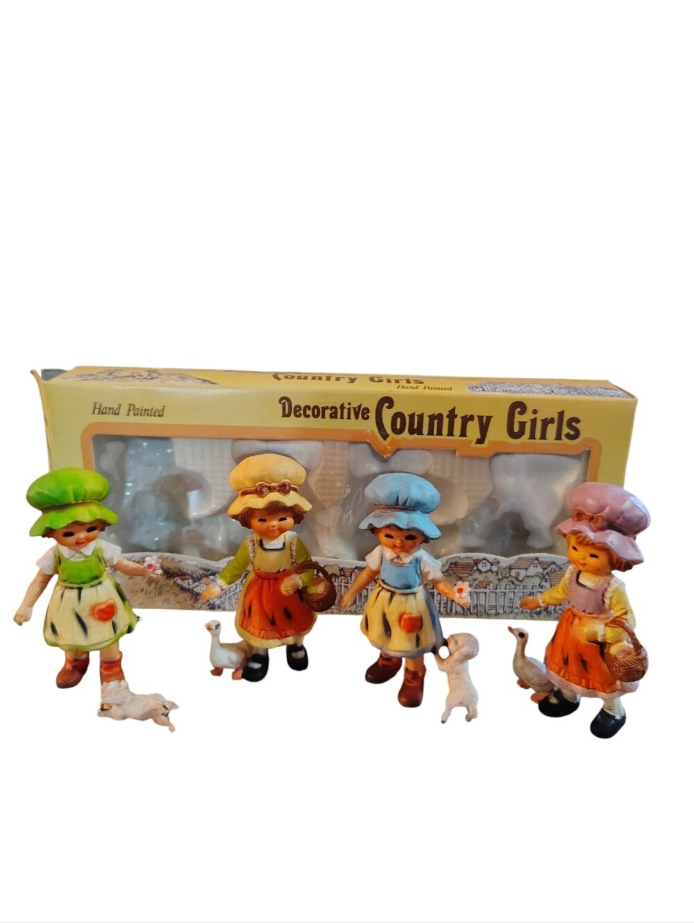 Vintage Country Girls Hand painted Figurines